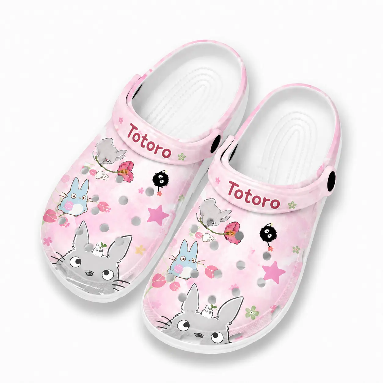 My Neighbor Totoro Clogs | Studio Ghibli Slip-on Shoes | Kawaii Anime Fan Merch | Cute Pastel Pink Graphic Footwear | Ultimate Geeky Gift for Japanese Animation and Hayao Miyazaki Lovers