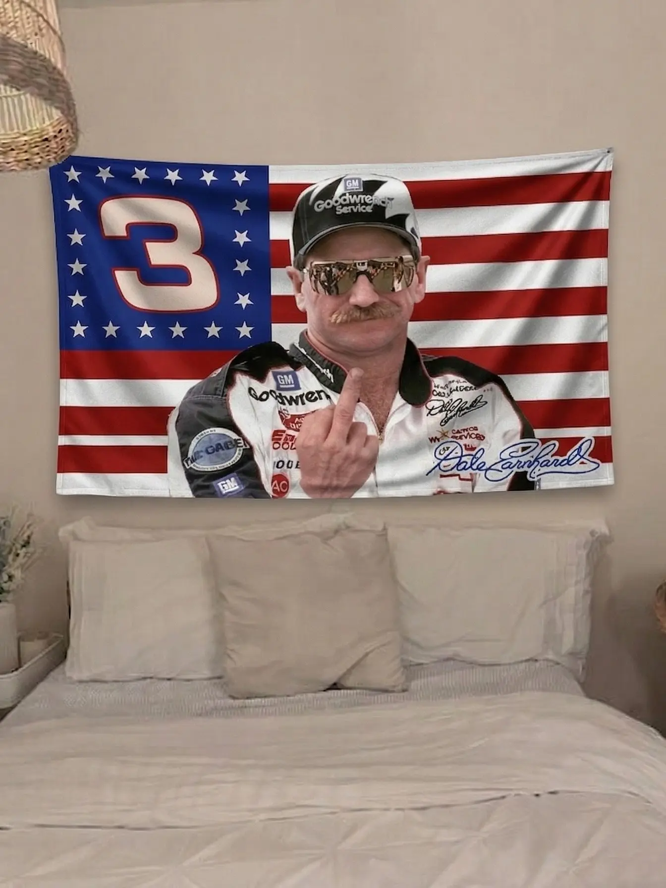 The Dale Middle Finger Flag, Legend Dale Flag, Racing Flag, Tepastry Flag