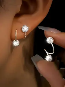 Elegant Zircon Decor  Earrings, Fashionable Jewelry for Women for Party, Daily Clothing Decor, Trendy All-match & Exquisite Jewelry for Birthday Gift, Artificial Zircon Earrings