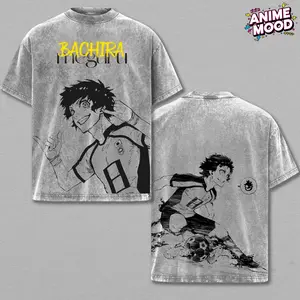 Bachira Tee, Blue Lock Anime Vintage Acid Washed, Iconic Wild Dribbler Graphic Art, Oversized Boxy Fit, Heavy Cotton, Anime Fan Streetwear, Gift for Boyfriend