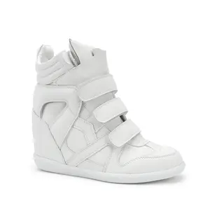 Hidden Wedge Sneakers for Women High Top Fashion Sneaker Suede High Heel Platform Tennis Triple Strappy Band Casual Vintage Dressy Comfy Campus Retro Sneaker 7cm