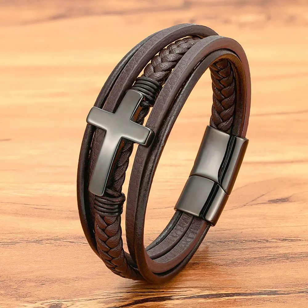 Black buckle brown leather