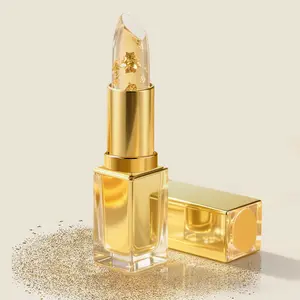 Transferproof Clear Color Changing Lipstick, Gold Crystal Ph Lipsticks Color Changing LipStick,Deep Nourishment Long Lasting 24 Hours Glossy ShineLip Gloss for Women halo glow lip