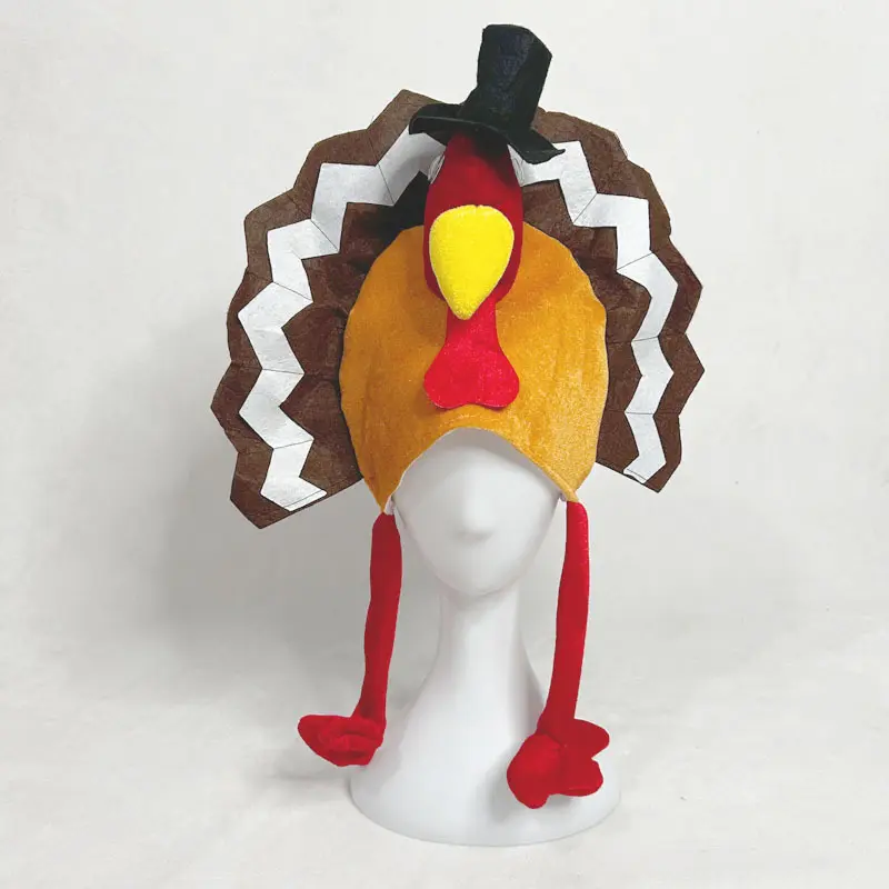 New Thanksgiving Decorations: Turkey Hat, Halloween Chicken Leg Hat, Cartoon Long-Legged Hat With A Spread Tail Design