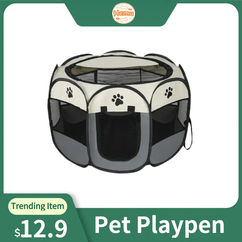 Dog Cat Playpen, Puppy Pet Playpen Indoor for Small Dogs Tent Crates Cage Outdoor, Portable Pop Up Dog Kennel Playpen with Carrying Case for Dogs/Cats/Rabbits, Removable Zipper Top, kitty condo ，Grey