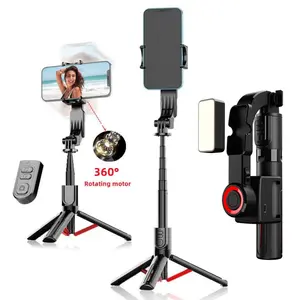 C09 Single Axis Gimbal Stabilizer, Selfie Stick, Foldable Wireless Tripod, Bluetooth-compatible Shutter, Rotatable, Magnetic Light, Vlog, Live Stream, Video Recording