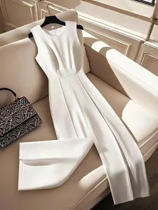 2026 Women's Solid Color Jumpsuit, Casual Fashionable for Daily Wear, Ladies Clothes Summer, Lightweight, Relaxed Fit, Cozy, Stretchy, Flexible Fit, Breezy Comfort, Warm Weather, Holiday Outfit, Trendy