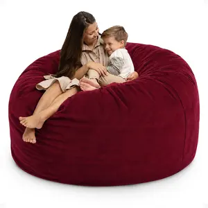 Ultimate Sack 6ft Bean Bag Chair, Oversized Indoor Comfy Lounger, Burgundy Suede