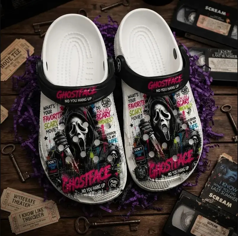 (No Box) Retro No You Hang Up Halloween Clogs Shoes, Gothic Occult Casual Footwear, Halloween Fantasy Graphic Clogs,  Lightweight Comfortable Slip-On Shoes