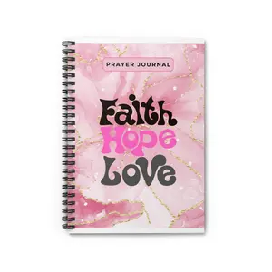 Prayer Journal Notebook, Spiritual Diary, Faith Hope Love Journal, Religious Planner, Pink Marble