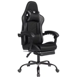 Video Game Chair Gaming Chair with Footrest, Ergonomic Computer Chair with Headrest,Lumbar Support Comfy Chair Recliner with Headrest, Fixed Up Armrest, Height Adjustable with 360° Swivel, for Adults