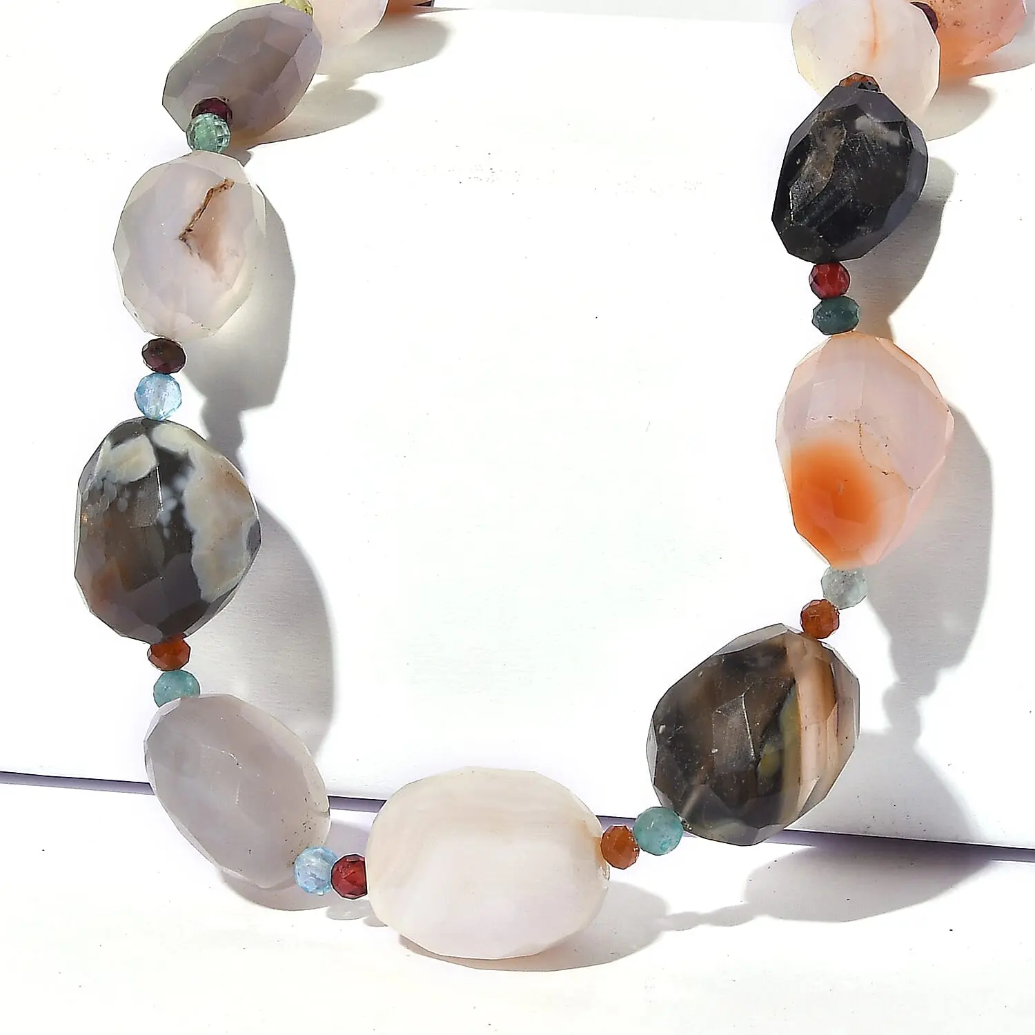 EverTrue Multi Gemstone, Multi Agate Beaded Necklace (18-19 Inches) in 18K YG Plated 430.00 ctw