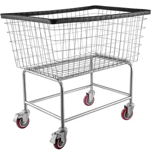 VEVOR Wire Laundry Cart, TikTokShopBlackFriday, 4.5 Bushel Wire Laundry Basket with Wheels, 35\'\'x15.7\'\'x22\'\' Commercial Wire Laundry Basket Cart, Steel Frame with Chrome Finish, 5\'\' Casters, Wire Basket Cart for Lau Organiser