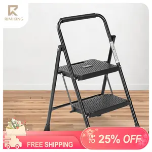 RIMIKING Folding Step Ladder,Versatile Use, 2&3-step,Portable and Space-Saving,Handle,Secure Mechanism,Anti-Slipt,High Weight Capacity,LDR-BT