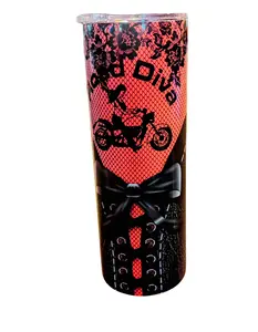 Cruiser Girl Motorcycle leather and Lace stainless steel tumbler