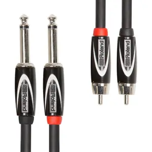 Roland  RCC-15-2R28 Black Series Dual 1/4" Plug to Dual RCA Interconnect Cable (15')