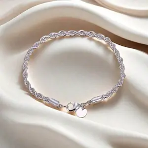 New 2026 Umeng 4Mm Silver Color Chain Male Twisted Rope Bracelet High Fashion Jewelry For Women Men Gifts Trendy Accessories Creative Gift