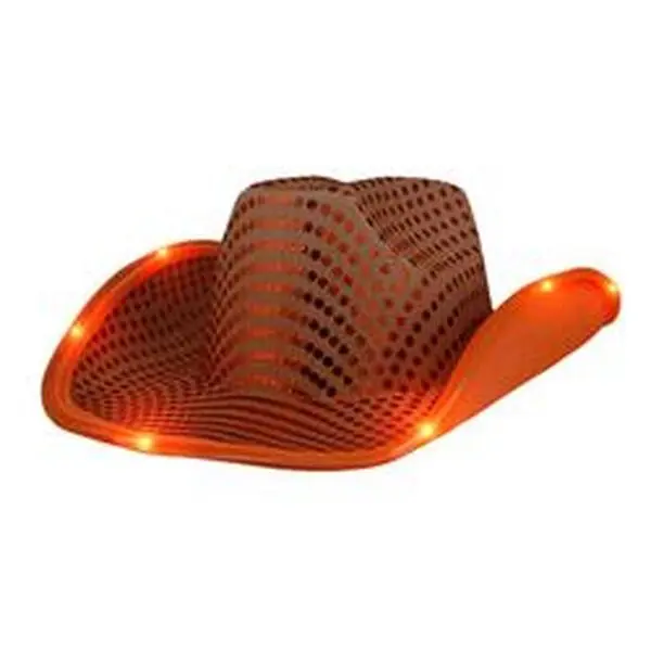 Blinkee BBLFCHSE-OR LED Flashing Cowboy Hat with Sequins, Orange