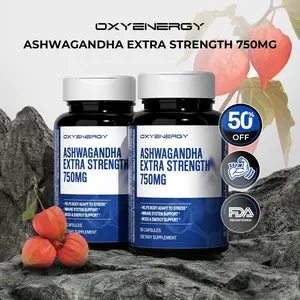 2 Bottles of Oxyenergy Ashwagandha,for Cortisol Balance,Mood,Stress and Energy Support,750mg High Potency Extra Strength,60 capsules/bottle Fitness
