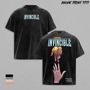 Invincible Comic Cover Graphic Tee | Vintage Washed Oversized Heavyweight T Shirt | Dark Superhero Streetwear Shirt | Iconic Hand Scene Large Back Print Tee | Heavy Cotton Unisex | Gym Pump Cover Gamer Outfit | Gift For Comic Fans