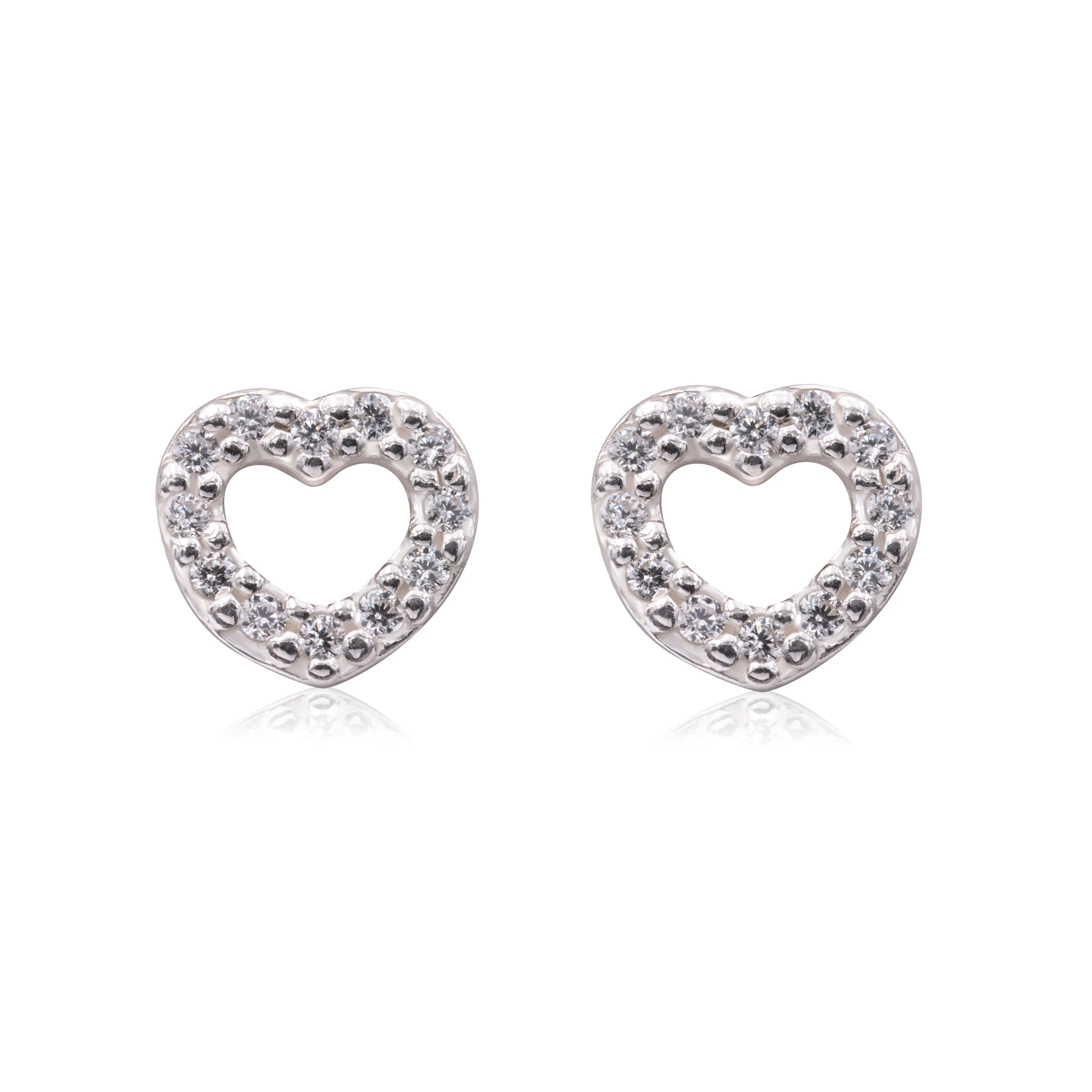 Pandora Silver Heart Stud Earrings - 290528CZ, Cubic Zirconia, Unisex Adults' Jewelry, Ideal Gift for Special Occasions, Someone Dear, Classic Semiprecious Stone Earrings, No, No Warning Applicable