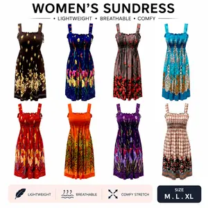 12PCS Women’s Sundress Mixed Colors Casual Sleeveless Smocked Beach Dress Summer Tank Dresses M-XL