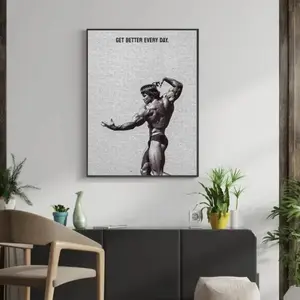 Arnold Schwarzenegger Motivational Poster - Get Better Every Day - Bodybuilding Vintage Quote Decor