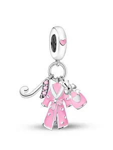 1Pc New Design Bathrobe Perfume Music Heart Design Charm Beaded Charm Love Heart Charm DIY Jewelry Making Kit for Bracelet Creative Craft Material Holiday Gift Pendant Women Birthday Gift Daily Wear Accessories Initial Heart Charm