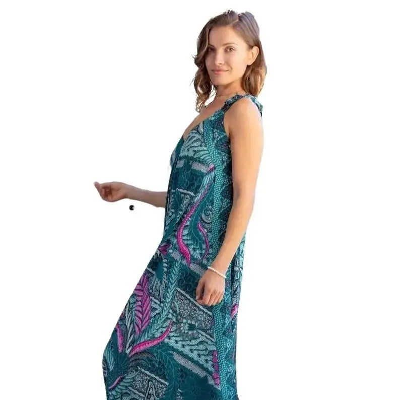 Teal Multi-Way Batik Harem Jumpsuit Converts into a Dress Summer Lounge Wear Bohemian Resort Beach Cover Up Wide Leg Gypsy Jumpsuit in Java Batiks