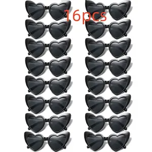 16pcs fashionable heart-shaped design framed glasses, simple and comfortable design for both men's and women's universal sunscreen and UV protection glasses, themed party outdoor activities, concerts, travel, beach party dressing glasses