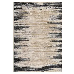1PC Modern Abstract Indoor Area Rug for Living Room Bedroom Decor Machine Washable Low Pile Non Slip Floor Carpet Soft Rubber Backing Floor Mat Laundry Bathroom Runner Rug - black&brown