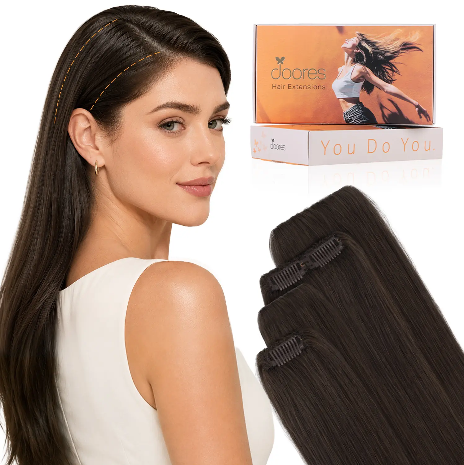 Doores Scalp Hair Fill ins Clip in Hair Extensions Human Hair 14-22inch 2pcs/4pcs Invisible Hair Extensions for Women Natural#TikTokShopSummerSale