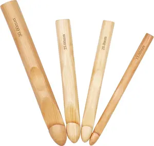 Large Crochet Hooks 15mm 20mm 25mm 30mm Wooden Crochet Hook Set for Chunky Yarn, Sturdy Big  Crochet  for Crocheting Huge Crochet Hooks for Thick Blanket & Large Project