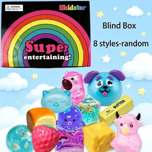 8-Piece Blind Box Malt Sugar Stress Relief Fidget Toys, Creative Slow-Return Squishy, 8 Styles, Party Gift, Relaxing Fun