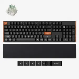 「All-New Upgraded Edition」 Keychron K10 HE Wireless Magnetic Keyboard Palm Rest Bundle, Now with Ultra-Fast Lime Magnetic Switch, Full-Size Hall Effect Gaming Keyboard, Rapid Trigger, 2.4GHz Low Latency, Natural Wood Design