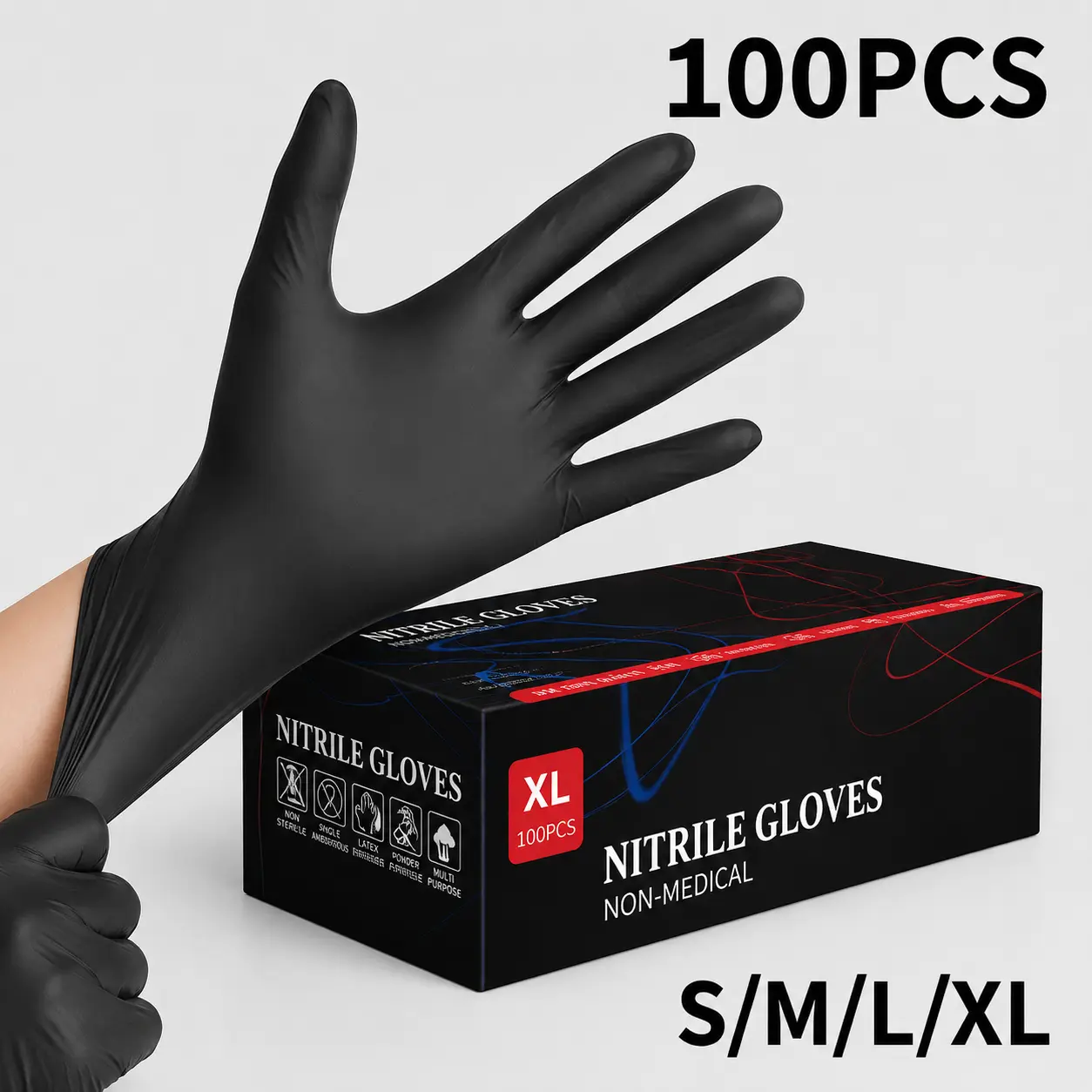 10/20/50/100pcs Disposable PVC Black Nitrile Gloves,Waterproof Latex Free,For Car Repair Food Safe Hair Dyeing Work Gloves
