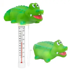 X-TBT84 Floating Pool Thermometer, Large Size Easy Read for Water Temperature with String for Swimming Pools, Hot Tubs, Ponds, Spas (Alligator)