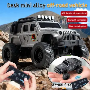 Mini desktop remote control off-road car, 1:64 alloy car model, remote & mobile dual control design, high-speed drifting, four-wheel suspension, suitable for party games and desktop racing competitions, a perfect birthday and holiday gift
