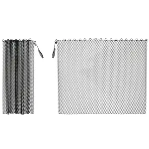 LegendFlame® Fireplace Mesh Screen Curtain 20” High, Two 24" Wide Panels, Black Matte, SP62-20