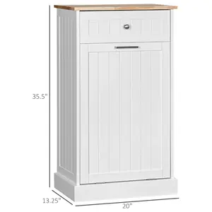 【US-based sellers】Kitchen Tilt Out Trash Bin Cabinet Free Standing Recycling Cabinet Trash Can Holder With Drawer