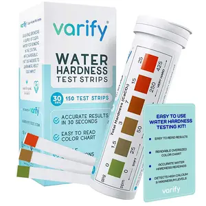 Varify Water Hardness Test Kit - 150 Hard Water Test Strips for Home, Drinking, Well, Spa, Swimming Pool, Softener, Dishwasher & More (0-425 ppm)