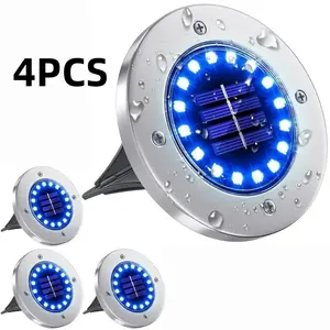 Solar Outdoor Lights, 16LEDs Solar Garden Lights/IP65 Waterproof/Warm&White Super Bright in-Ground Lights/Solar Disk Lights for Garden&Yard&Walkway&Pathway&Lawn, Solar Patio Lights, Yard Lighting