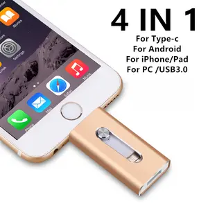 4-in-1 OTG adapter Storage Drive for iPhone & Android |   High-Capacity File Storage & Backup Device |   Portable Memory Stick for Phone, Computer & Laptop
