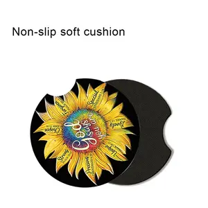 2pcs Sunflower Pattern Car Cup Holder Coasters, Car Coasters For Interior Accessories, Fashion Car Accessories For Women, Men