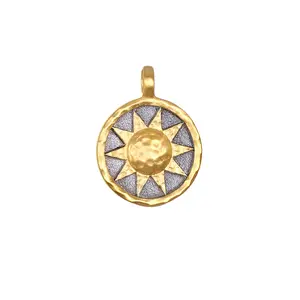 Satya Jewelry Golden Sun Gunmetal Charm for Charm Necklace 18Kt Gold Plated Brass- One year warranty