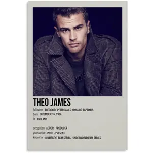 Actor Theo James Handsome Portrait Poster (6) Canvas Painting Wall Art Poster for Bedroom Living Room Decor