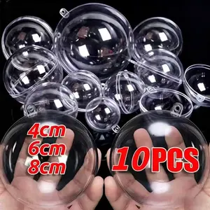 10pcs Wholesale Transparent DIY Plastic Ball Filling, Decorative Hanging Ornaments, Christmas Tree Open Ball Box, Gifts for Wedding Party