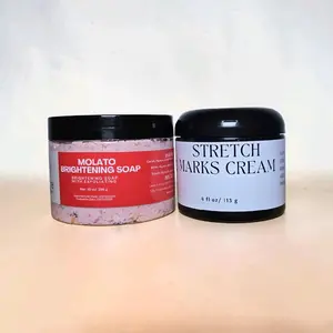 Natural Body Care Set 2-Pack, Body Care Products: 4 oz Stretch Marks Cream (Skin Repair, Reduces Visibility, Hydrating Moisturizer) & 10 oz Molato Soap (Cleansing Oil Cleanser) for All Skin Types, Daily Use, 24-Month Shelf Life