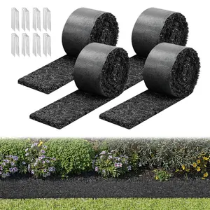 Summervibes VEVOR Rubber Mulch Mat Roll, 4 Rolls 120x 4.5 in, Recycled Rubber Permanent Mulch Edging Border, Natural - Looking Flower Barrier with Stakes, 0.5 in Thick Cuttable Garden Edgings for LandscapingVEVOR Super Brand Day