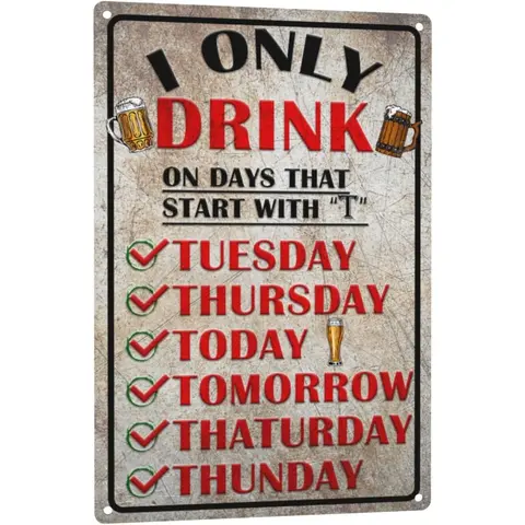 Aluminium Funny Bar Sign - 8x12 in Home Sign Wall Decor, Easy-Read Text, Pre-Drilled Quick DIY Hang Setup, Wall Metal Plaque, Men's Room Accessories, Man Cave Decor Items, Bedroom Accent